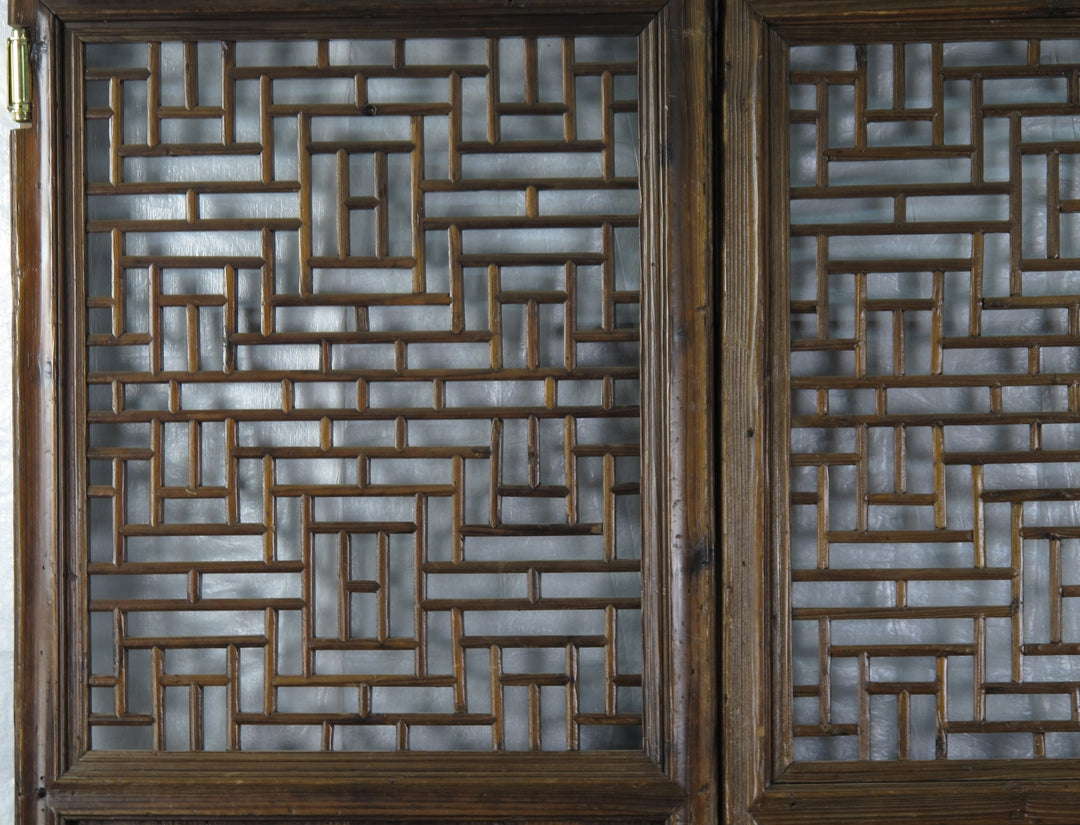Pair of Antique Chinese Double Happinese Lattice Door