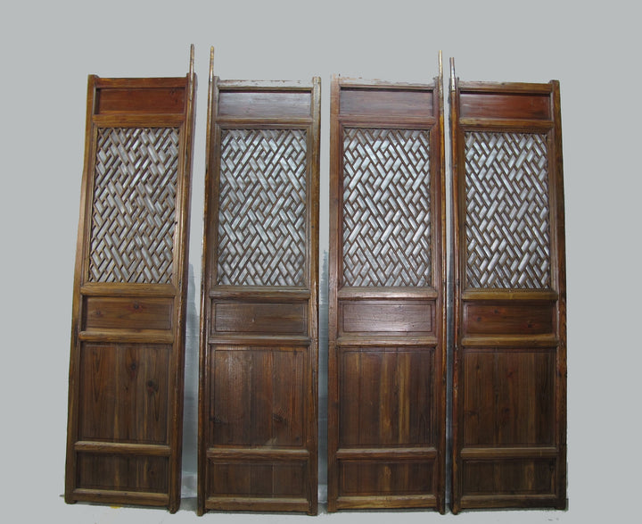 Set of 4 Antique Lattice Screen Door Panel