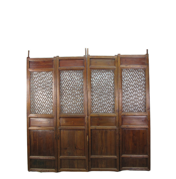 Set of 4 Antique Lattice Screen Door Panel