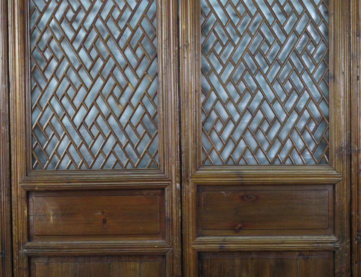 Set of 4 Antique Lattice Screen Door Panel