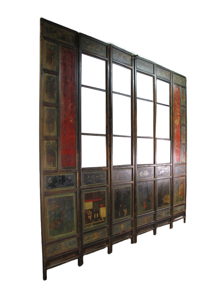 Mid 19th Century Hand Painted Room Divider - Set of 6