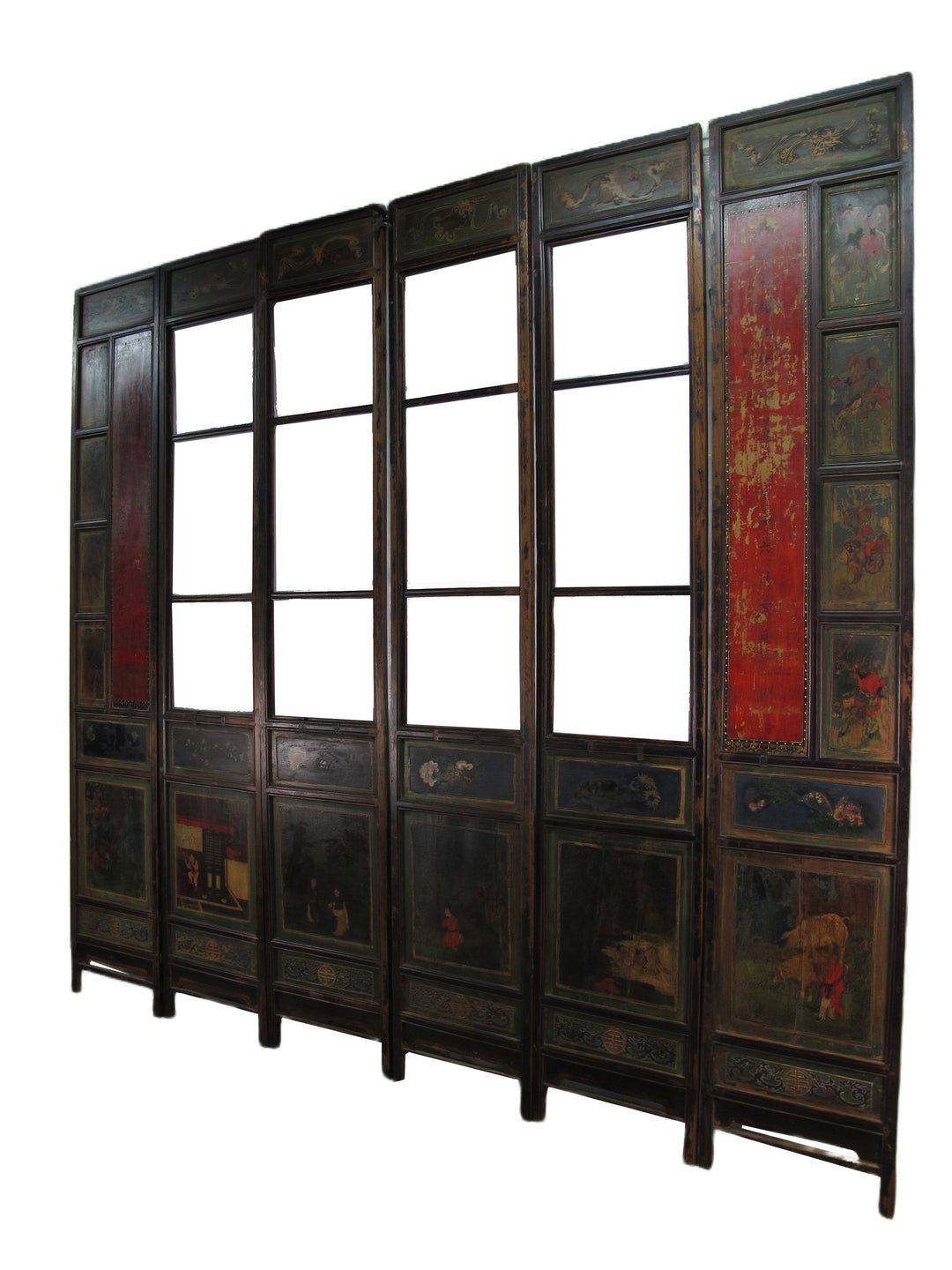 Mid 19th Century Hand Painted Room Divider - Set of 6