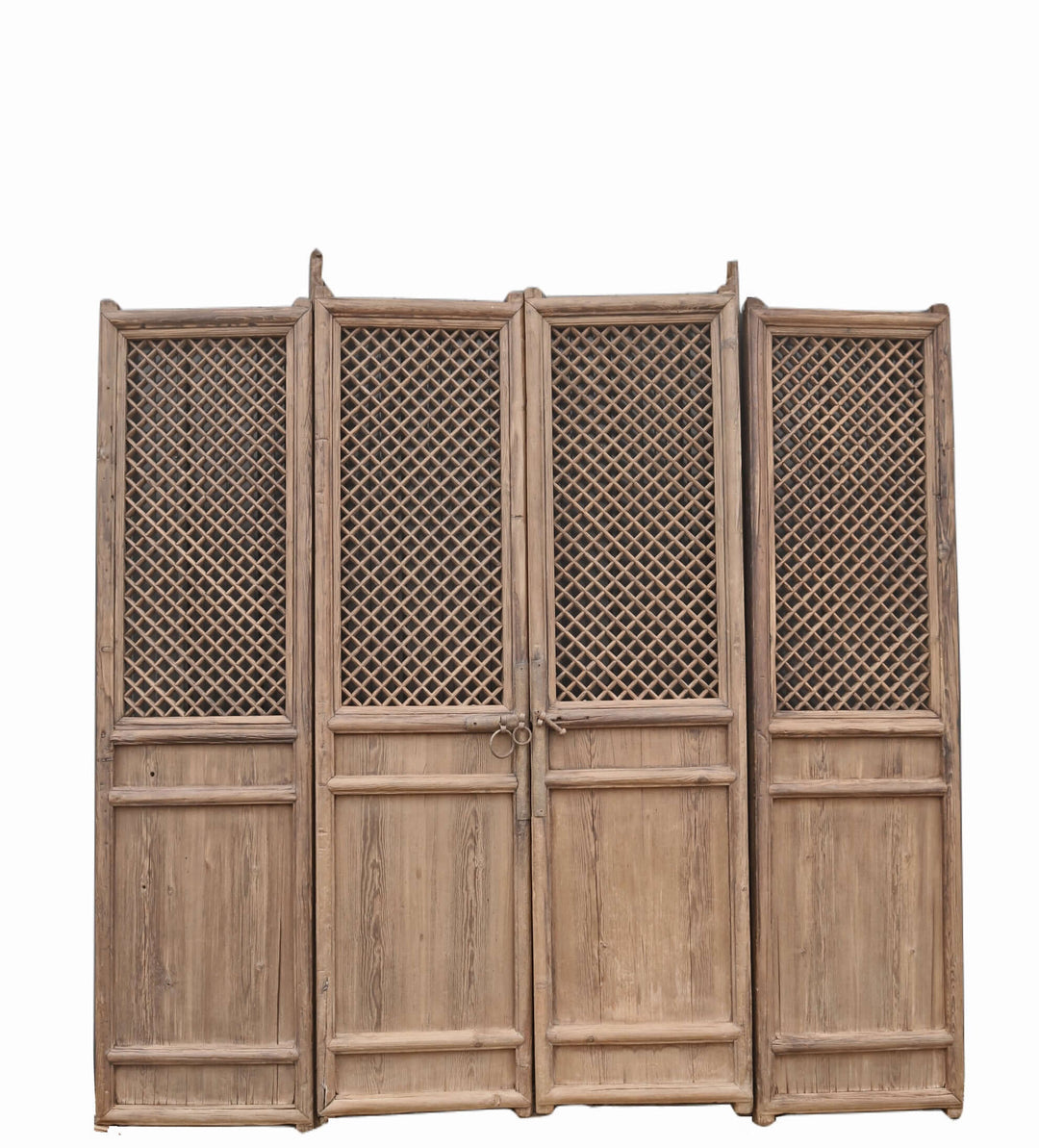 100" High Large Antique Chinese Screen Door- A set of 4 Lattice Screen Panels