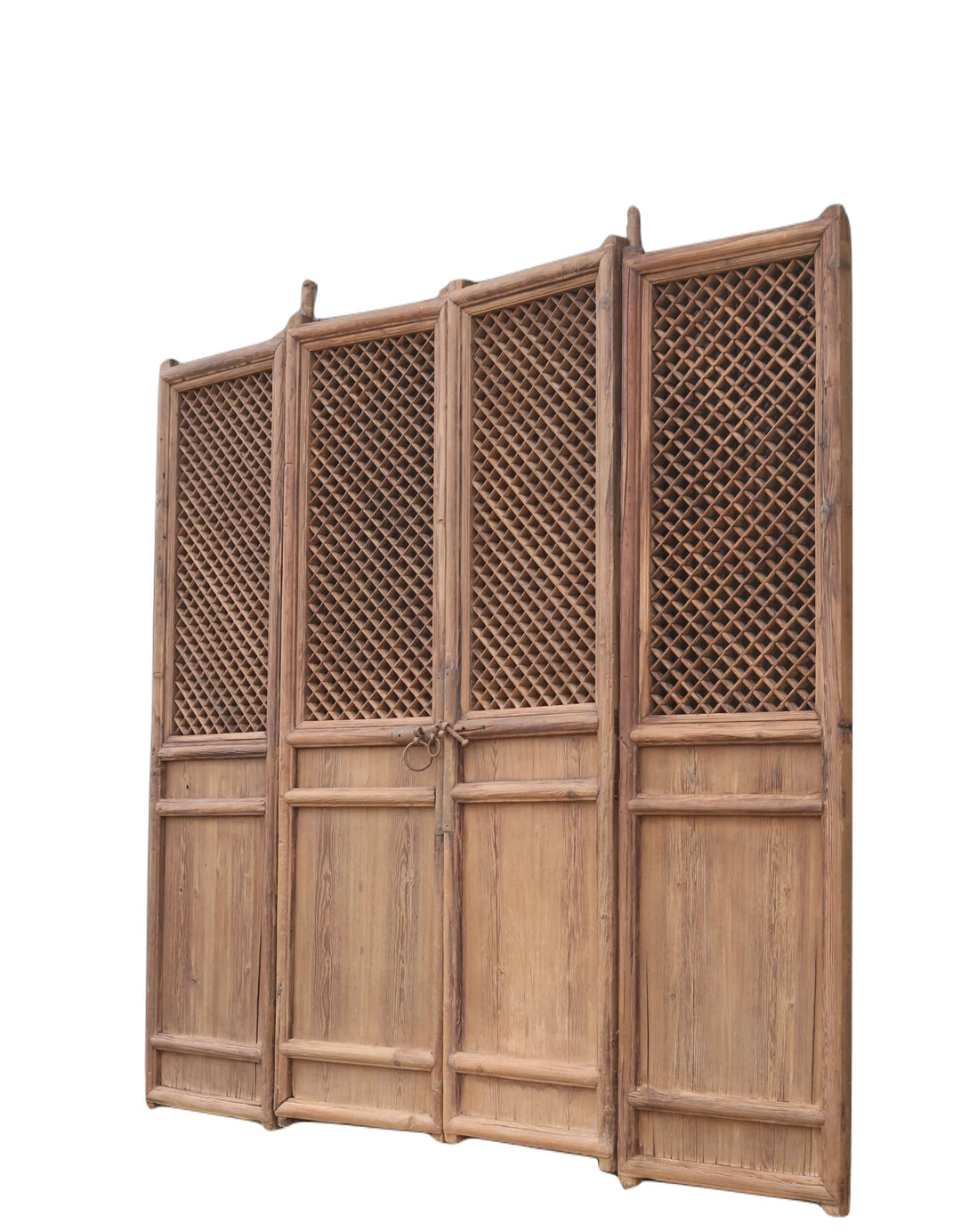 100" High Large Antique Chinese Screen Door- A set of 4 Lattice Screen Panels
