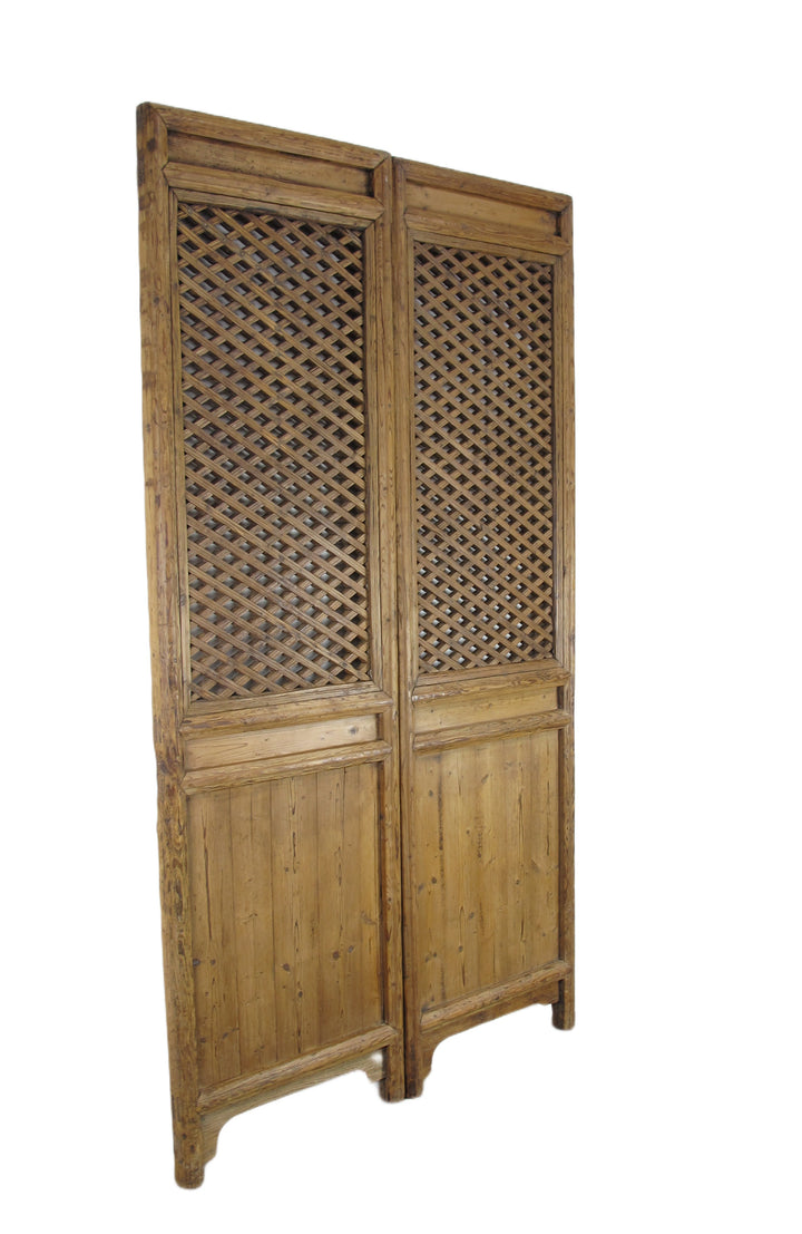 Early 20 Century Antique Chinese Screen Door - A Set of Lattice Screen Panels