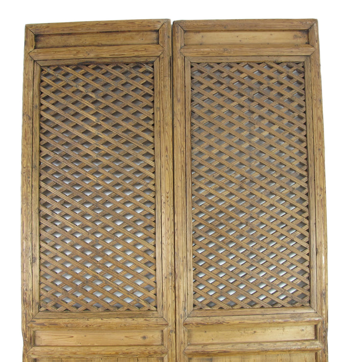 Early 20 Century Antique Chinese Screen Door - A Set of Lattice Screen Panels