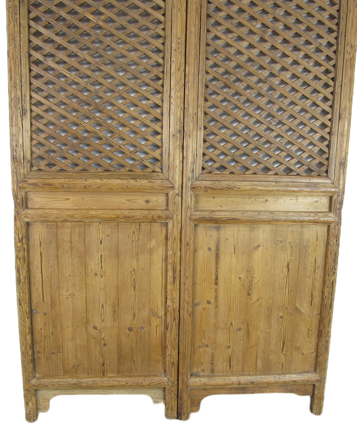 Early 20 Century Antique Chinese Screen Door - A Set of Lattice Screen Panels
