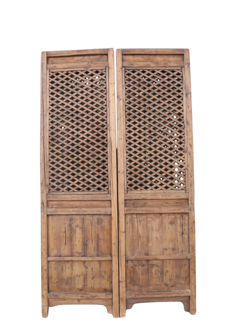 Early 20 Century Antique Chinese Screen Door - A Set of Lattice Screen Panels