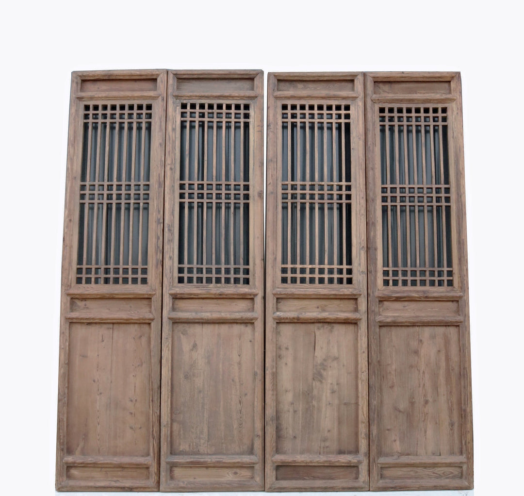 Late 19 Century Antique Chinese Lattice Screen Door - A Set of 4 Screen Panel