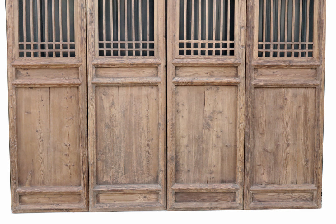 Late 19 Century Antique Chinese Lattice Screen Door - A Set of 4 Screen Panel
