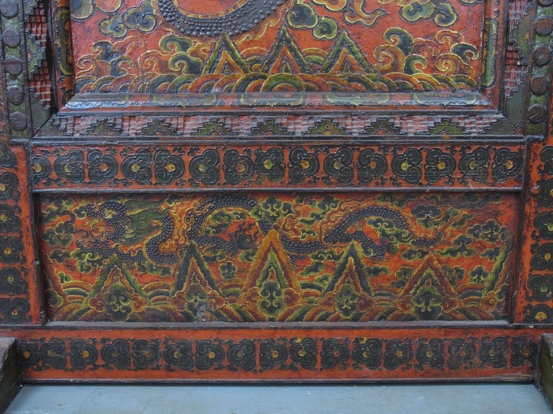 Embossed Flying Dragons Tibetan Wall Art or Room Divider or Head Board