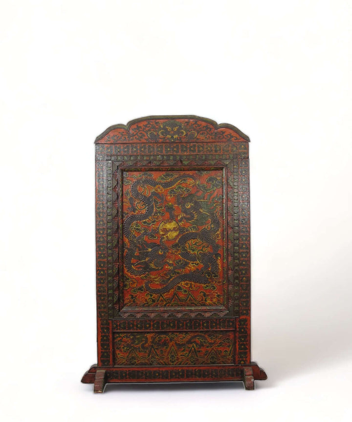 Embossed Flying Dragons Tibetan Wall Art or Room Divider or Head Board