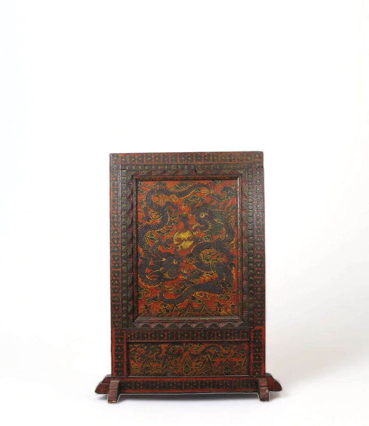 Embossed Flying Dragons Tibetan Wall Art or Room Divider or Head Board