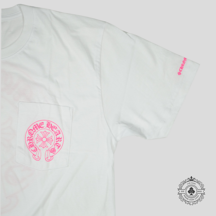 Chrome Hearts Horseshoe Logo Tee in White/Pink