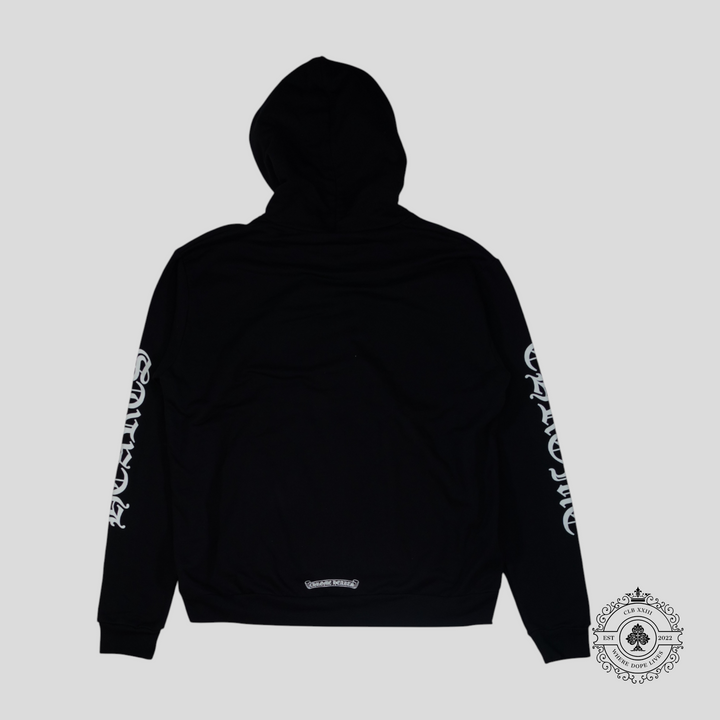 Chrome Hearts Vertical Logo Zip Up Hoodie in Black