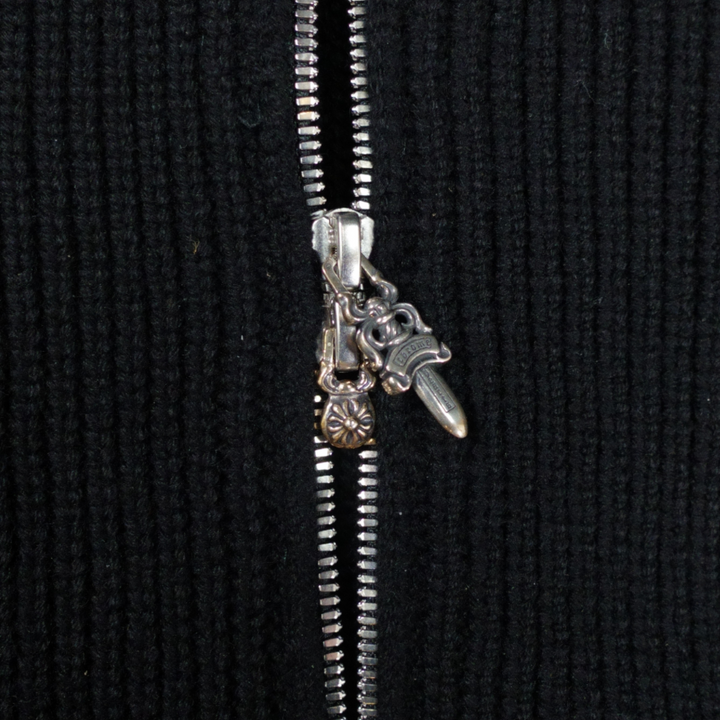 Chrome Hearts Cashmere Cross Patch Zip Up Hoodie in Black