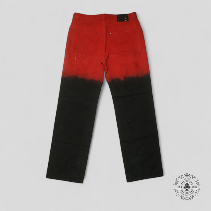 Louis Vuitton Monogram Jacquard Boreal Evening Denim Pants in Black/Red