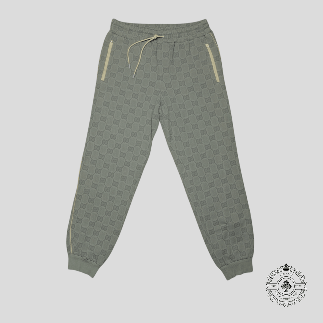 Gucci Tonal Jacquard Track Pants in Light Grey