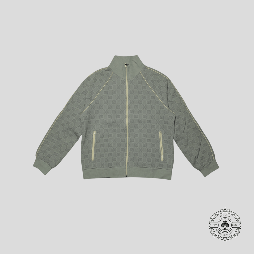 Gucci Tonal Jacquard Full Zip Jacket in Light Grey