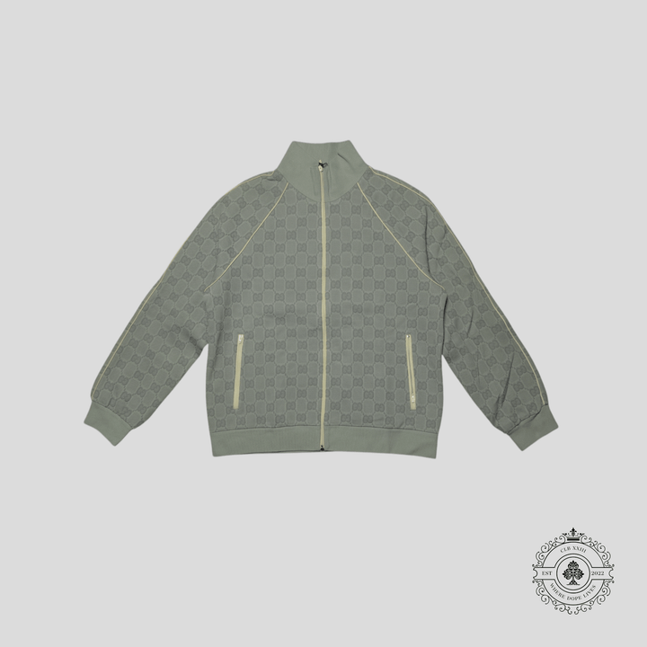 Gucci Tonal Jacquard Full Zip Jacket in Light Grey