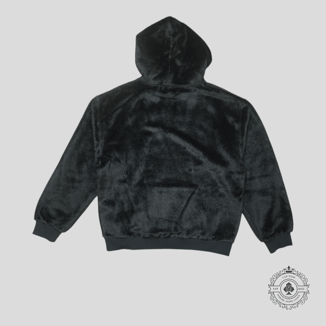 Celine Logo Studded Alpaca Wool Hoodie in Black