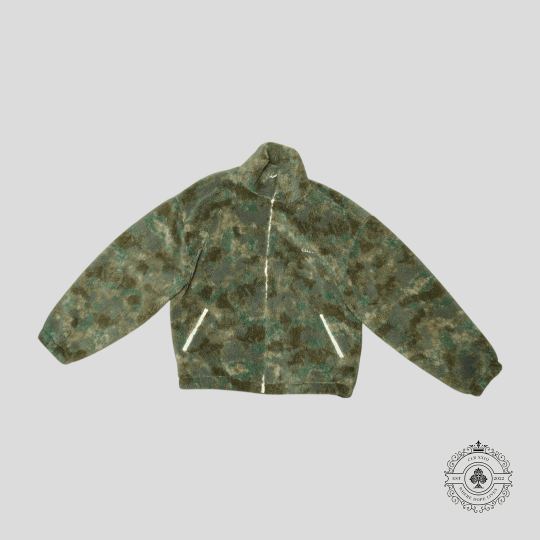 Celine Zip Up Fleece Jacket in Camo/White