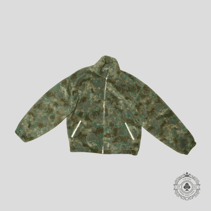Celine Zip Up Fleece Jacket in Camo/White