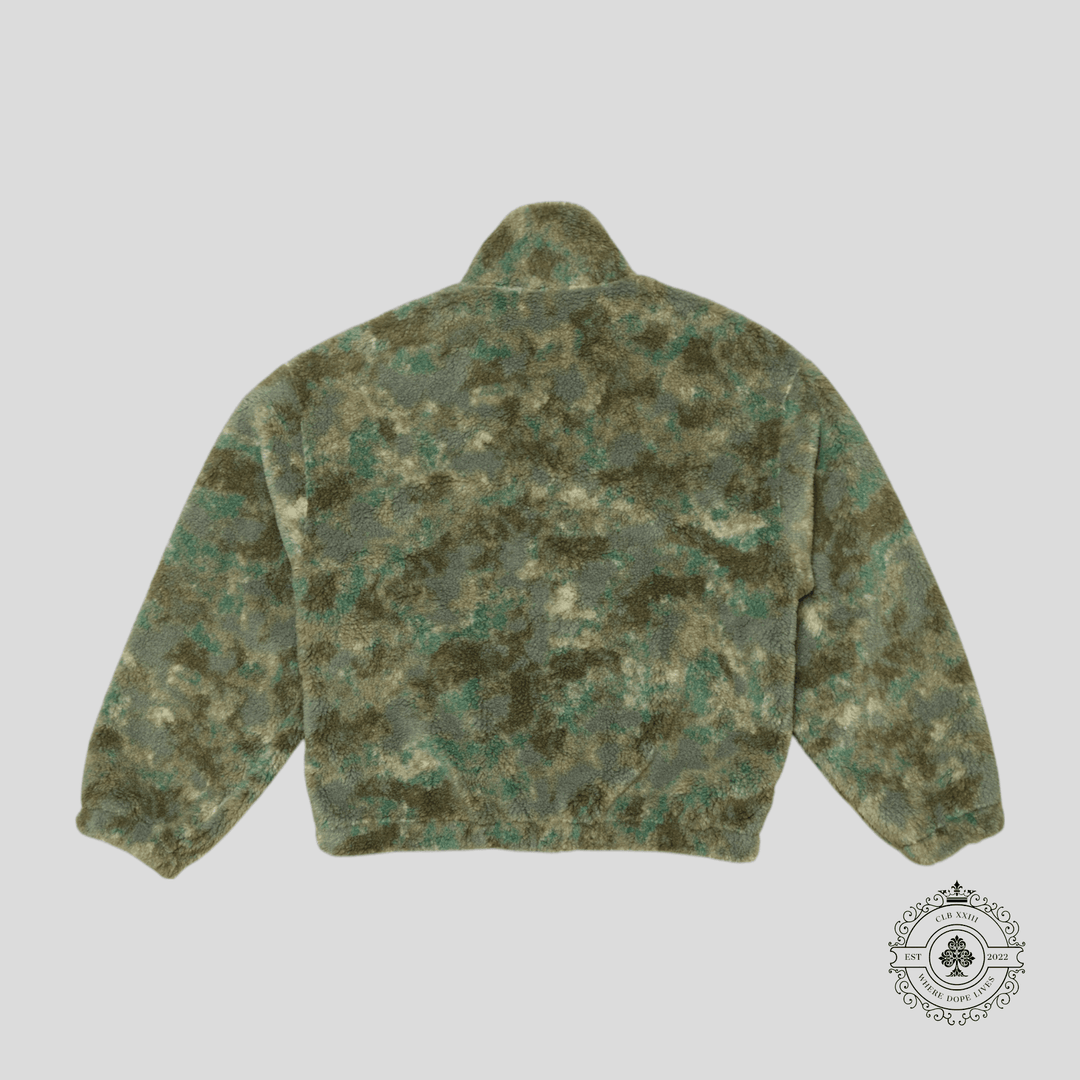 Celine Zip Up Fleece Jacket in Camo/White