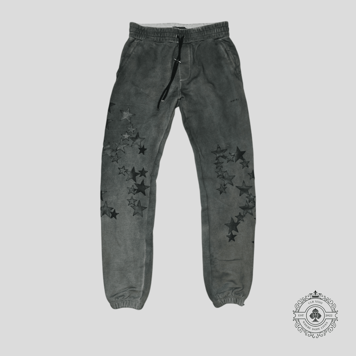 Amiri Chemist Leather Star Patch Sweatpants in Grey