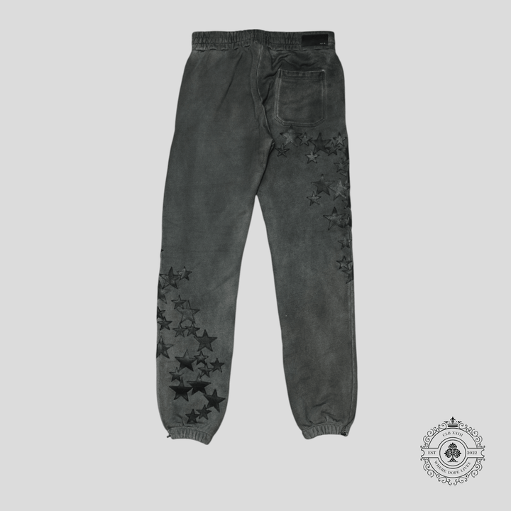 Amiri Chemist Leather Star Patch Sweatpants in Grey