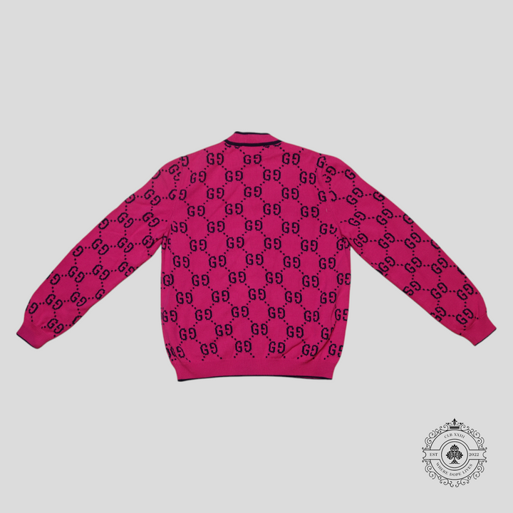 Gucci GG Jacquard Cardigan in Pink/Blue