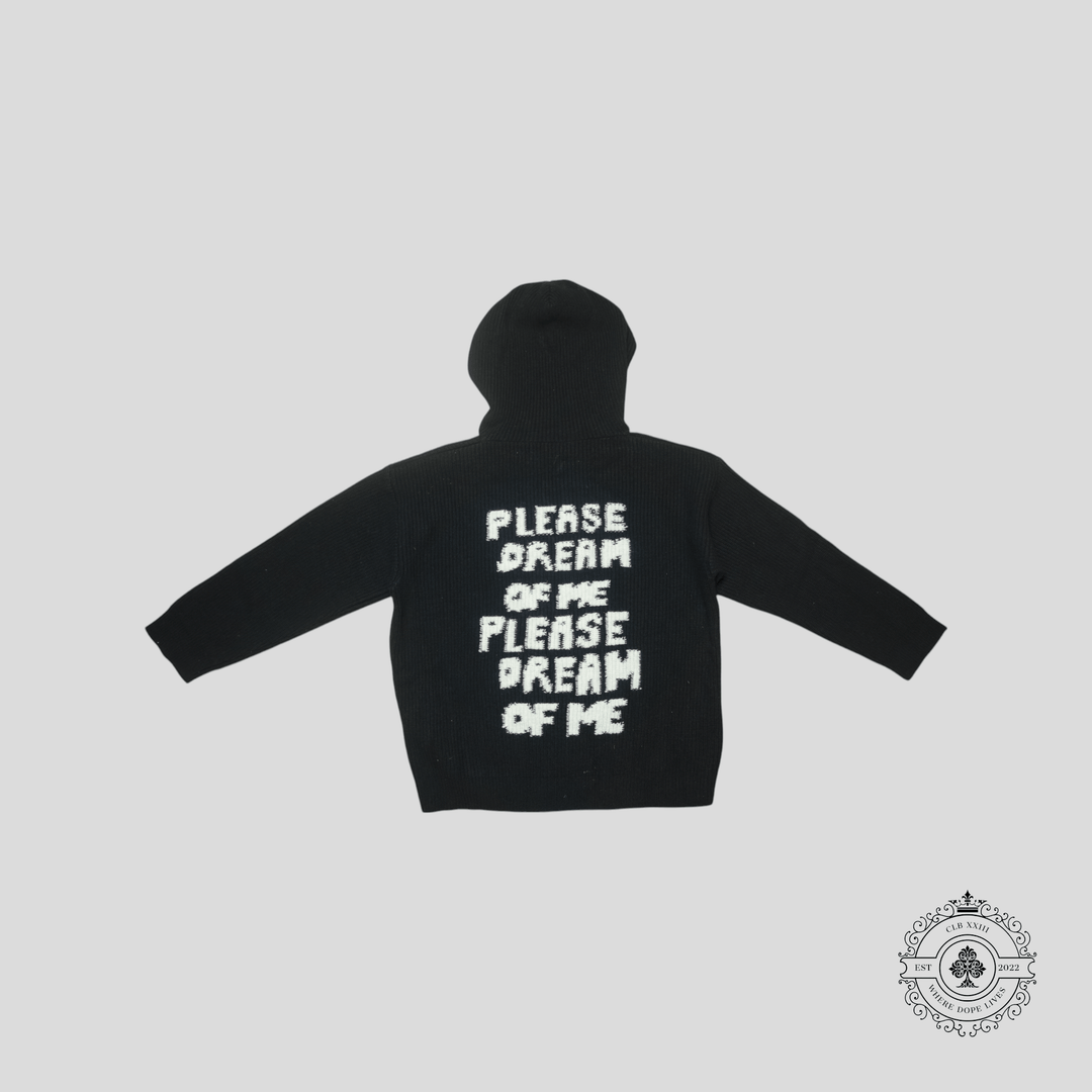 Celine "Please Dream of Me" Jacquard Wool Hoodie in Black