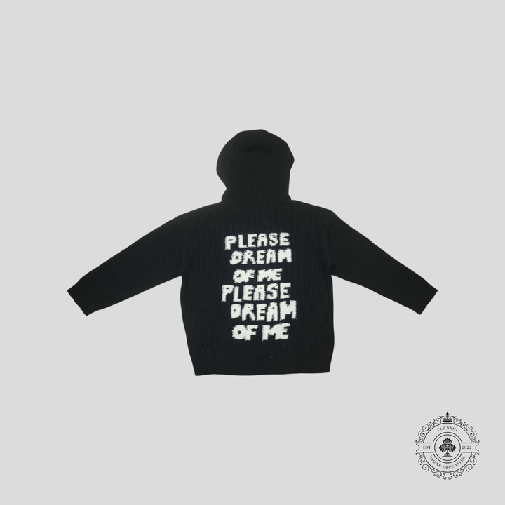 Celine "Please Dream of Me" Jacquard Wool Hoodie in Black