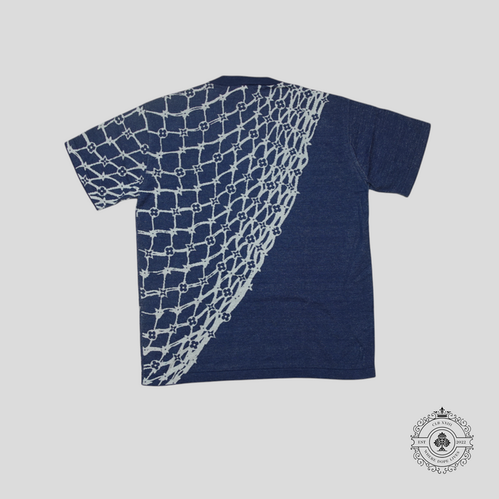 Louis Vuitton Monogram Fishnet Short Sleeve Knit Shirt in Blue