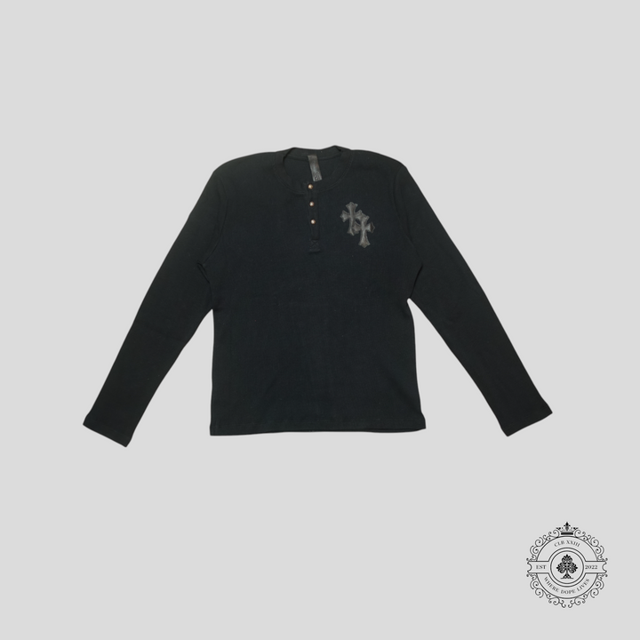 Chrome Hearts Leather Cross Patch Thermal Shirt in Black
