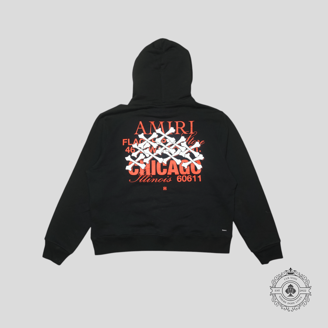 Amiri Chicago White Bones Hoodie in Black