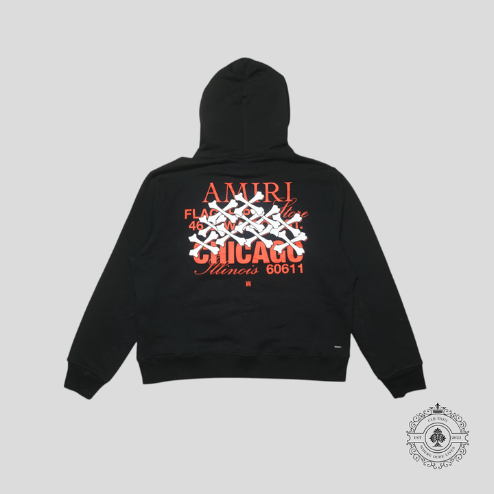 Amiri Chicago White Bones Hoodie in Black