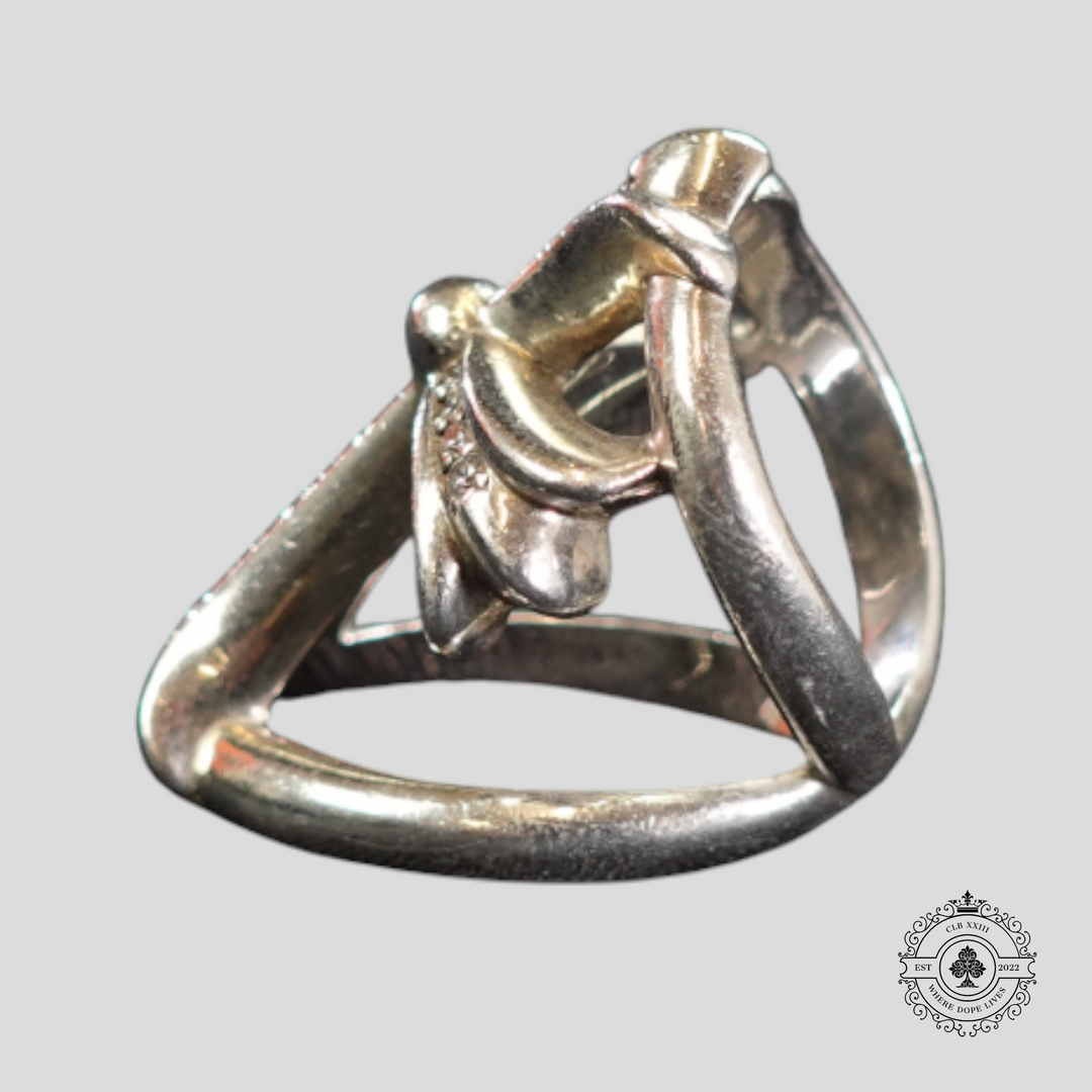 Chrome Hearts Diamond Embellished Infinity Cross Ring in Silver