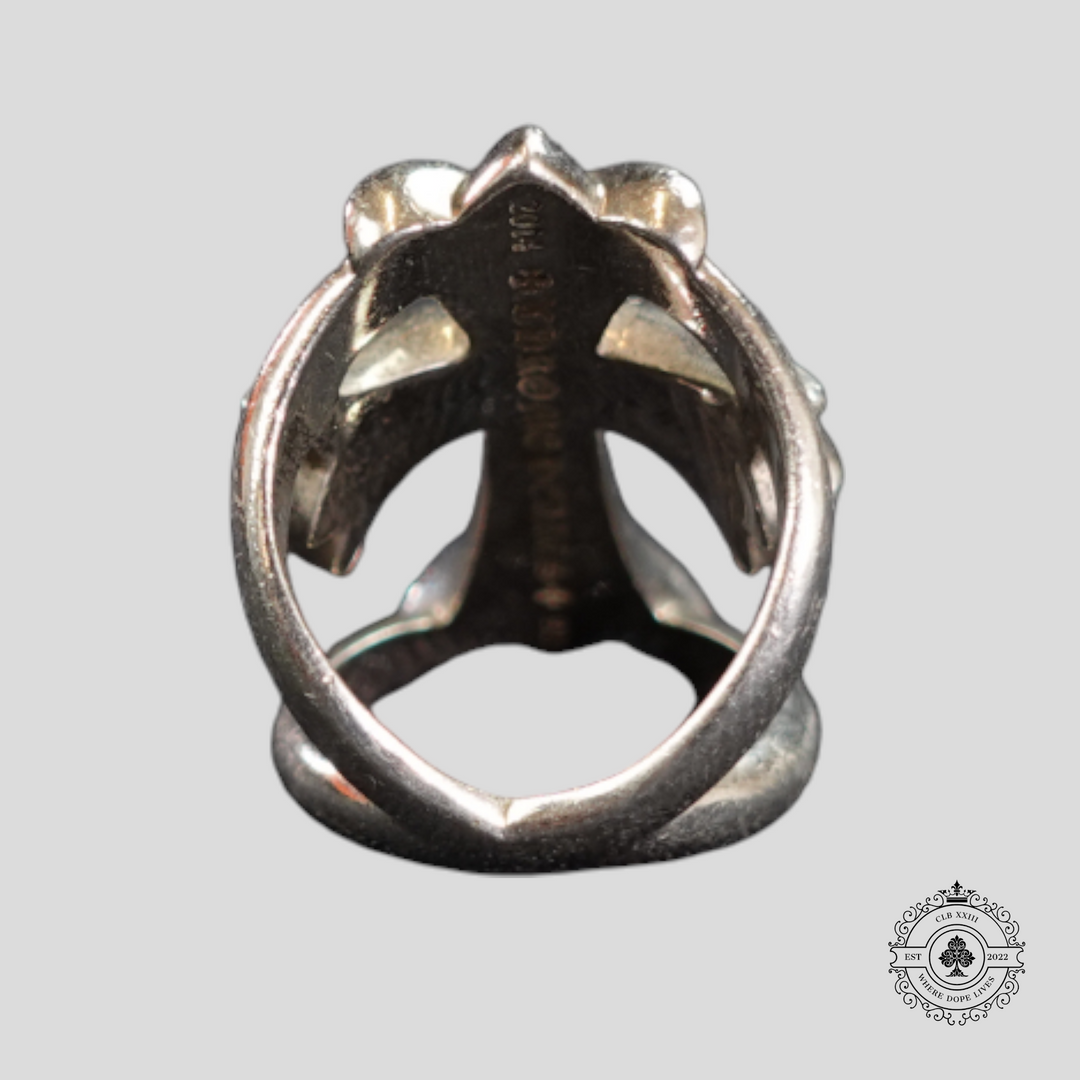 Chrome Hearts Diamond Embellished Infinity Cross Ring in Silver