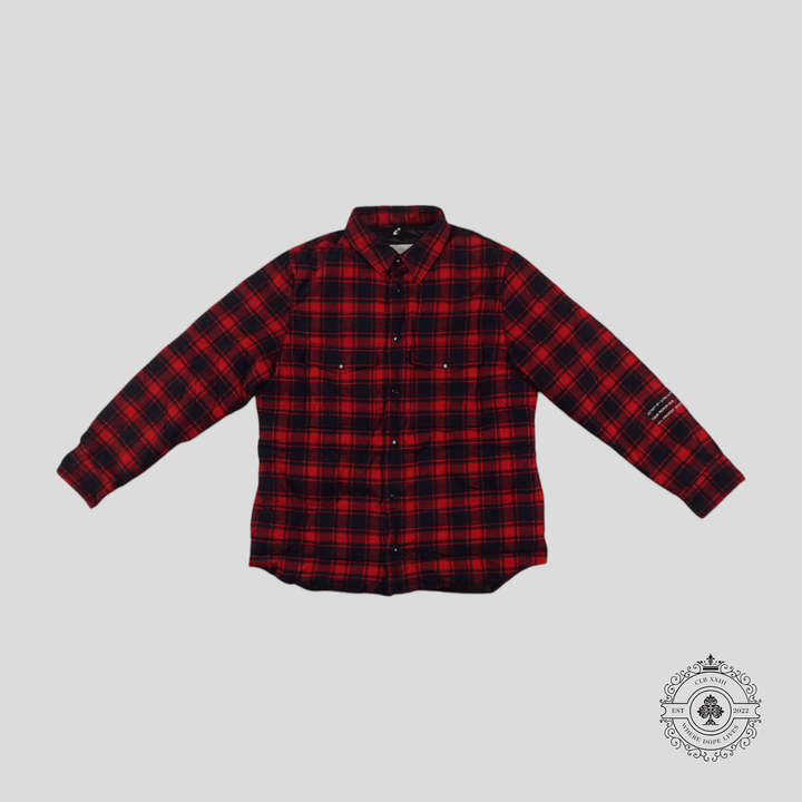 Moncler Genius X Fragment Moran Padded Flannel Overshirt in Red