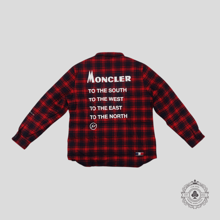 Moncler Genius X Fragment Moran Padded Flannel Overshirt in Red