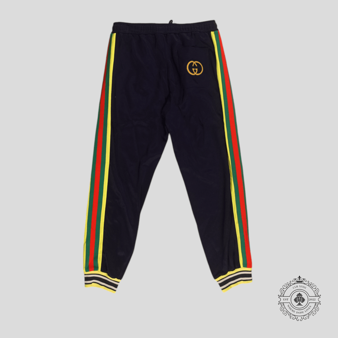 Gucci Interlocking G Patch Track Pants in Navy Blue