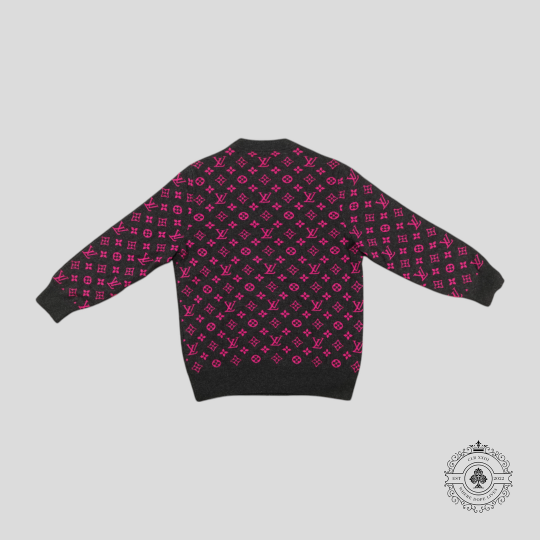 Louis Vuitton Half Monogram Cashmere Sweater in Grey/Pink