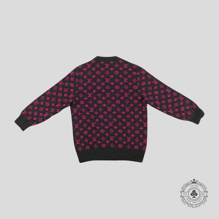 Louis Vuitton Half Monogram Cashmere Sweater in Grey/Pink