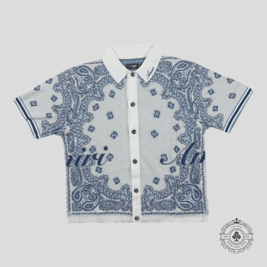 Amiri Bandana Jacquard Polo in White