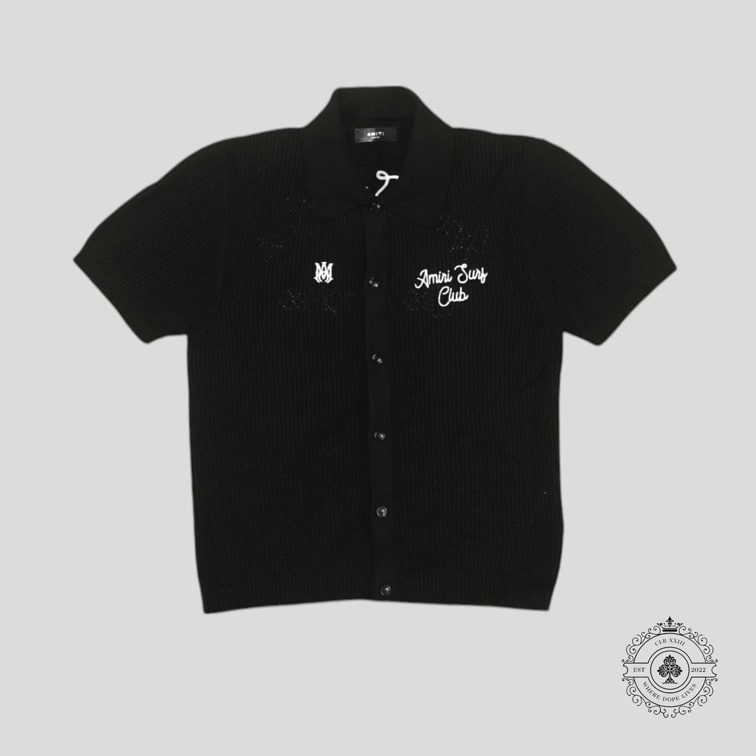 Amiri Surf Club Crochet Polo in Black