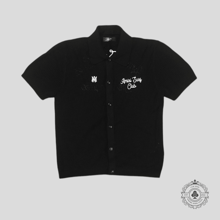 Amiri Surf Club Crochet Polo in Black