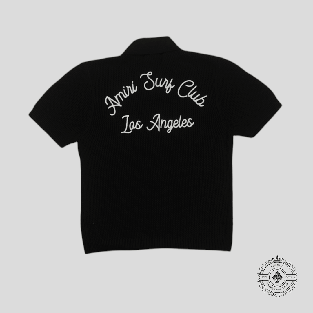 Amiri Surf Club Crochet Polo in Black
