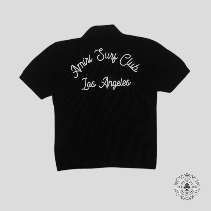 Amiri Surf Club Crochet Polo in Black