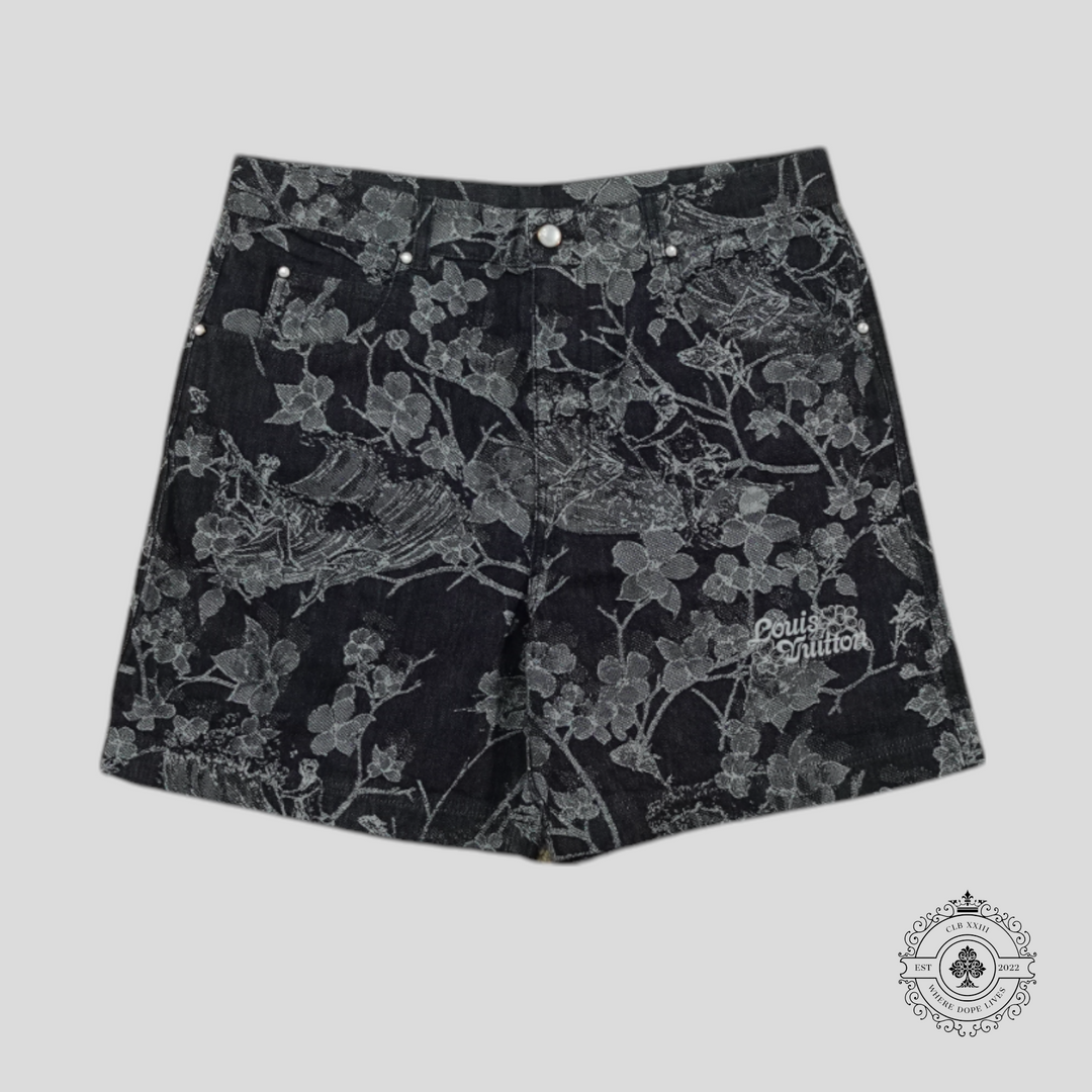 Louis Vuitton LV Waves Floral Jacquard Denim Shorts in Blue